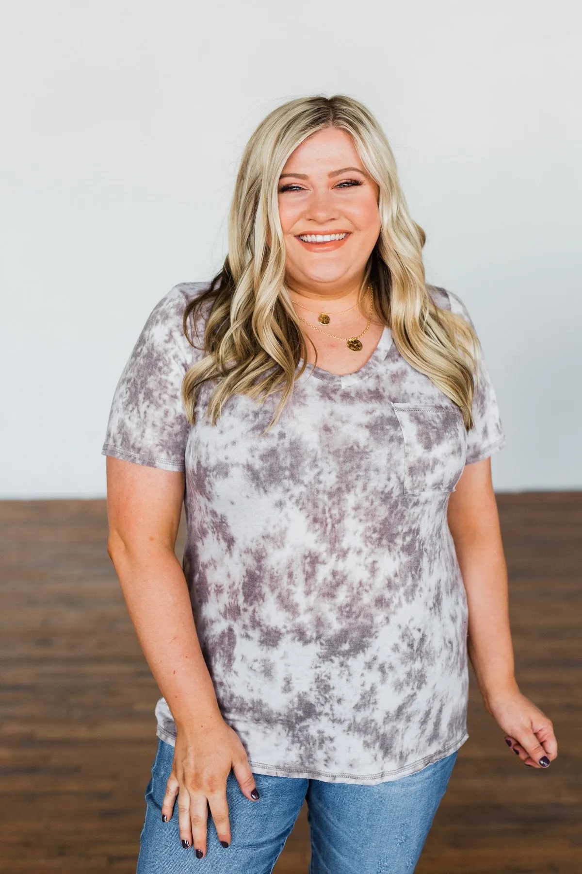 What Is Love V-Neck Tie Dye Top- Mocha