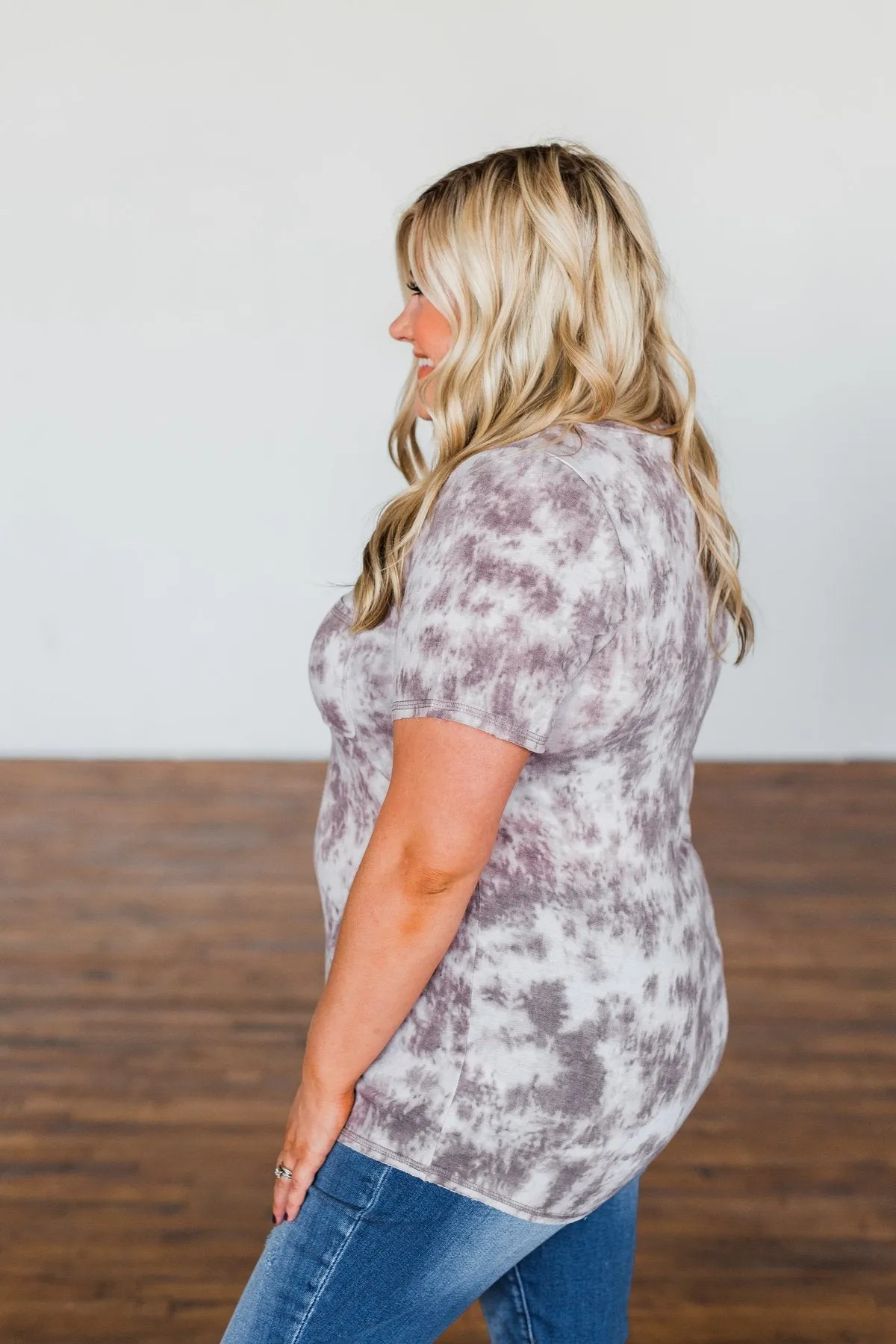 What Is Love V-Neck Tie Dye Top- Mocha