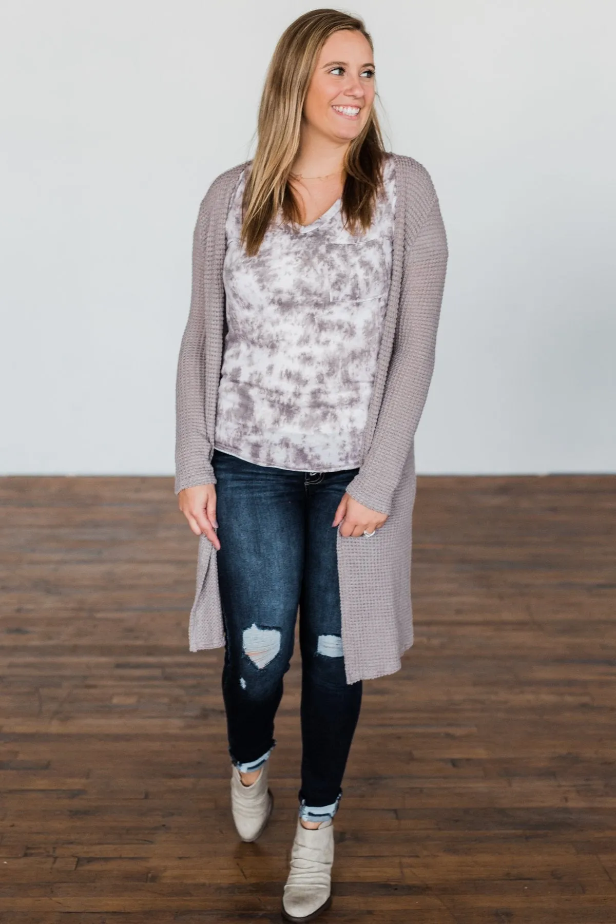 What Is Love V-Neck Tie Dye Top- Mocha