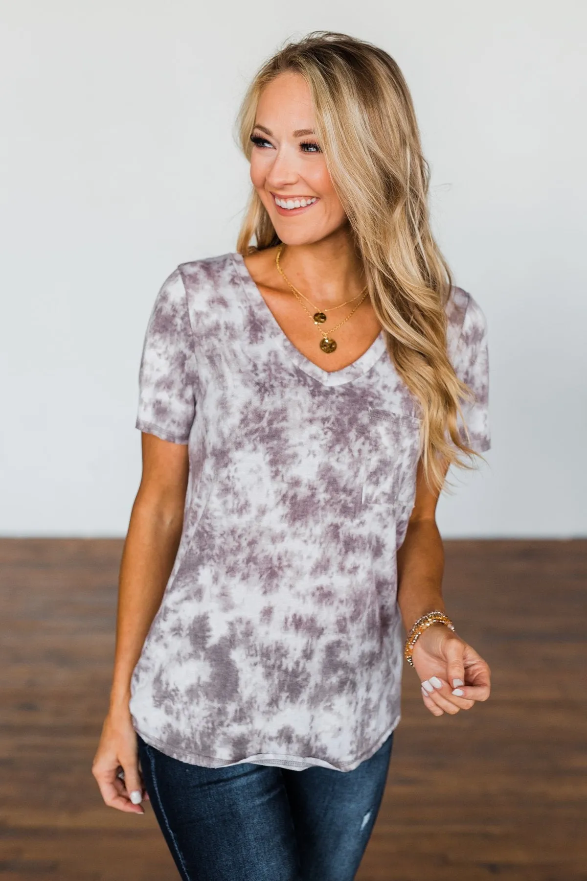 What Is Love V-Neck Tie Dye Top- Mocha