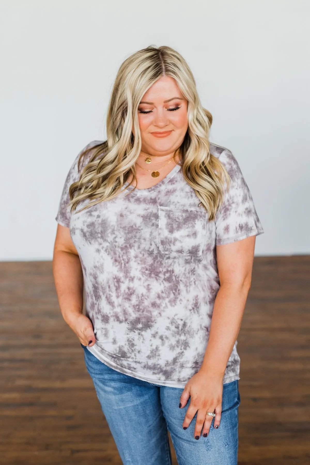 What Is Love V-Neck Tie Dye Top- Mocha