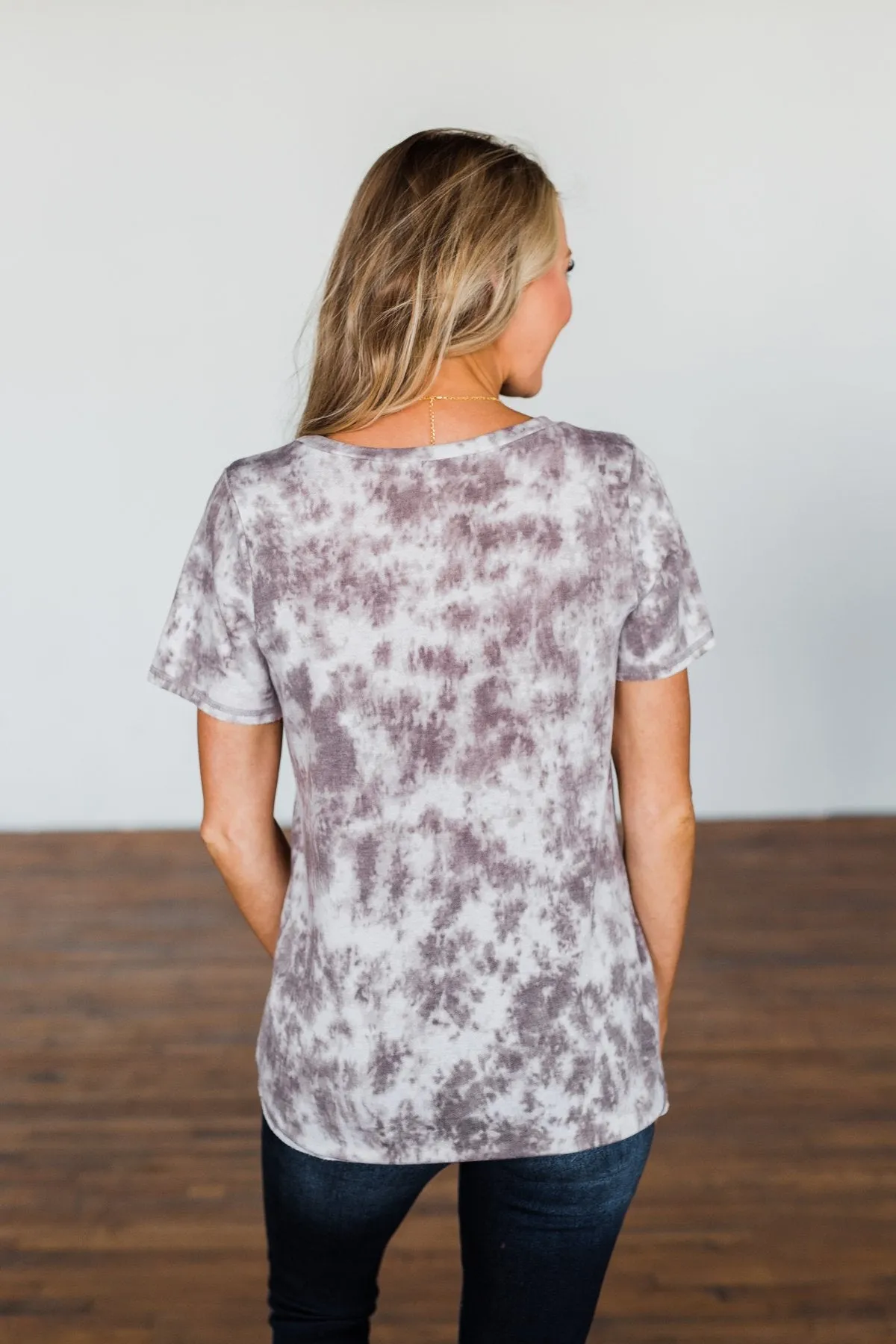 What Is Love V-Neck Tie Dye Top- Mocha