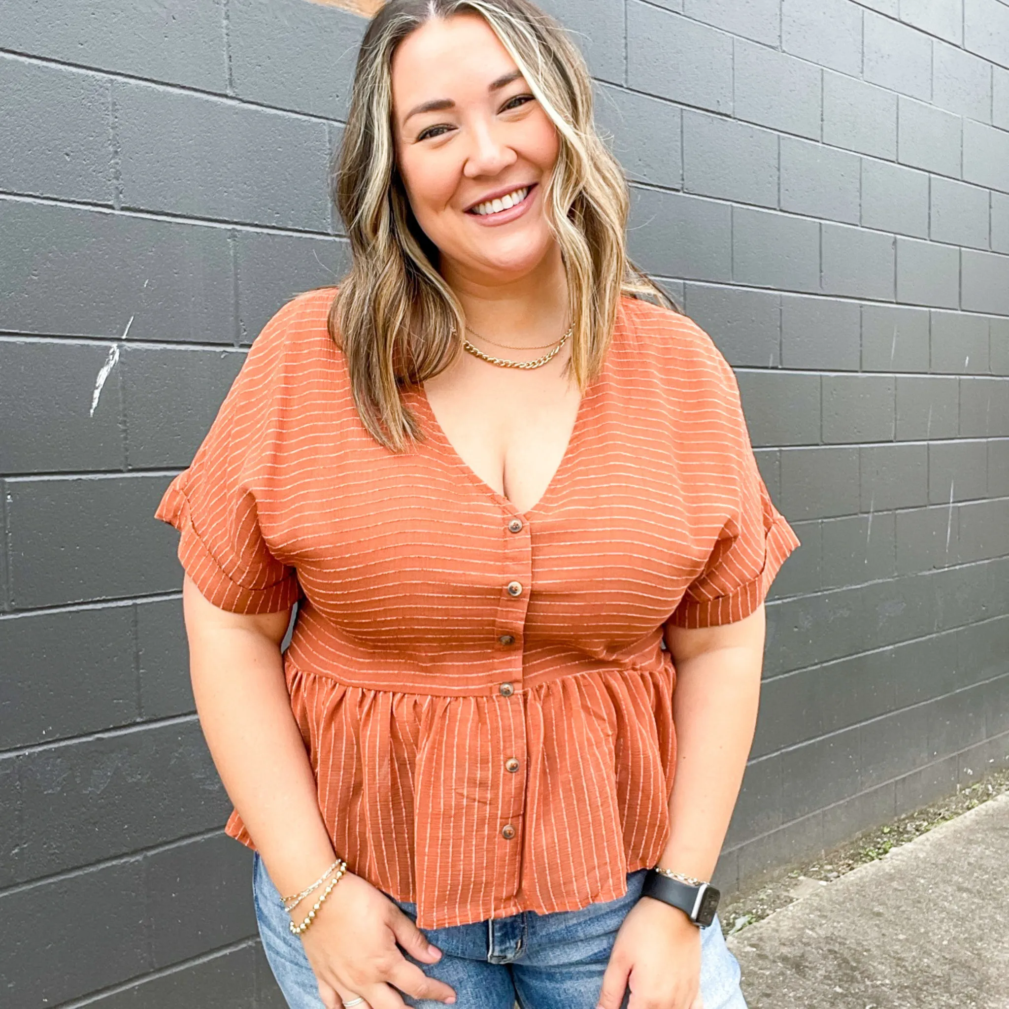 Whisk Me Away Copper Babydoll Top