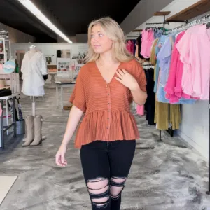 Whisk Me Away Copper Babydoll Top