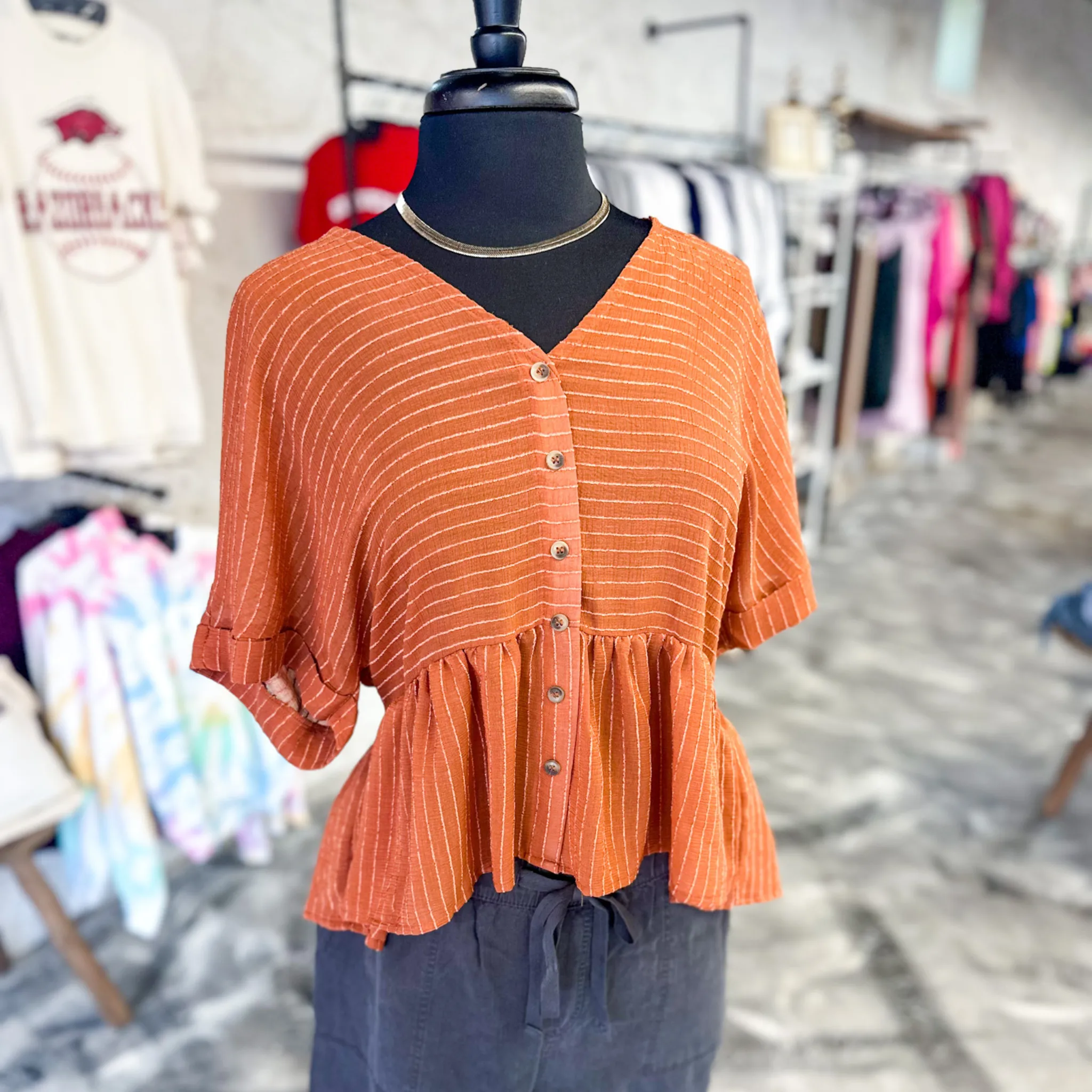 Whisk Me Away Copper Babydoll Top