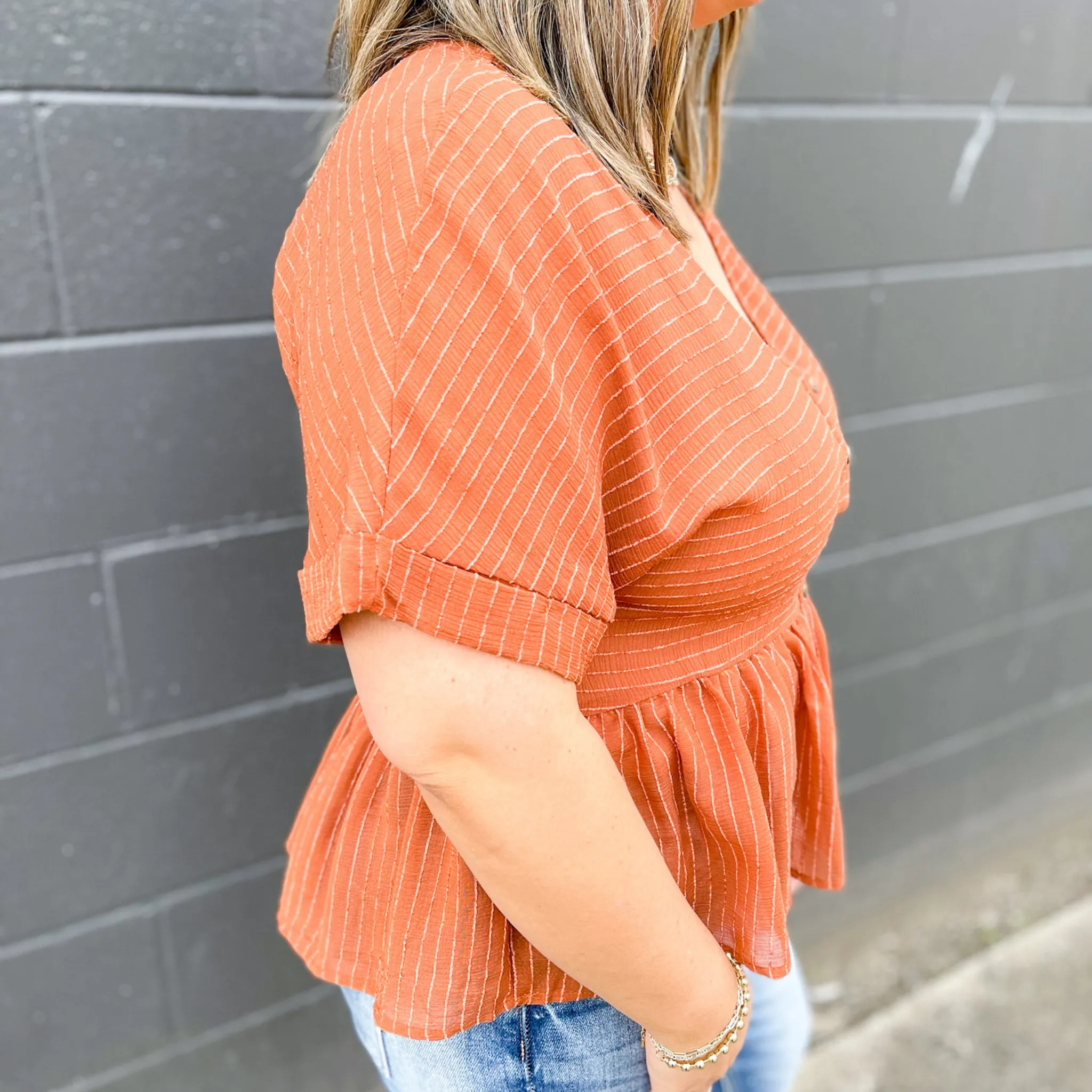 Whisk Me Away Copper Babydoll Top
