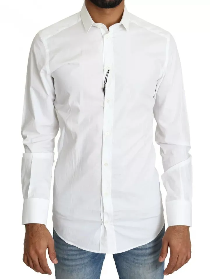 White Cotton Formal Dress Top GOLD Shirt