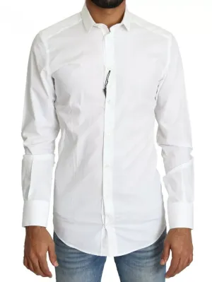 White Cotton Formal Dress Top GOLD Shirt