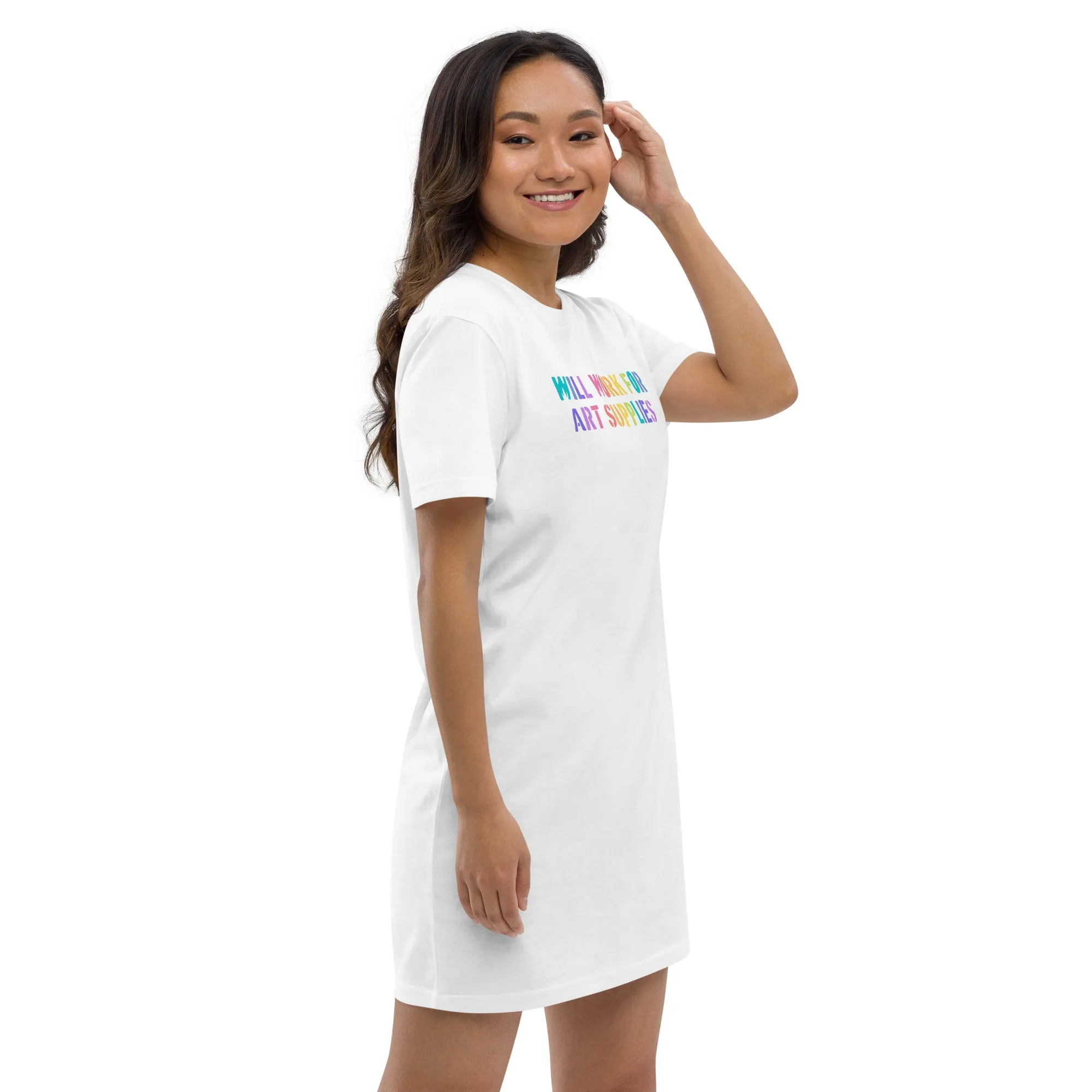 Will Work For Art Supplies Rainbow T-shirt Dress