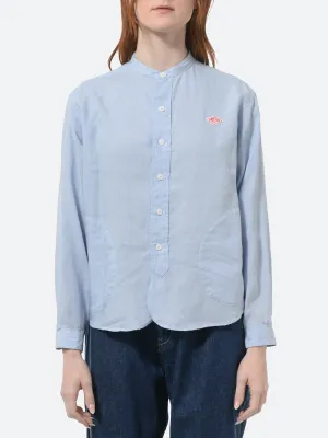 Women's Linen Band Collar Shirt