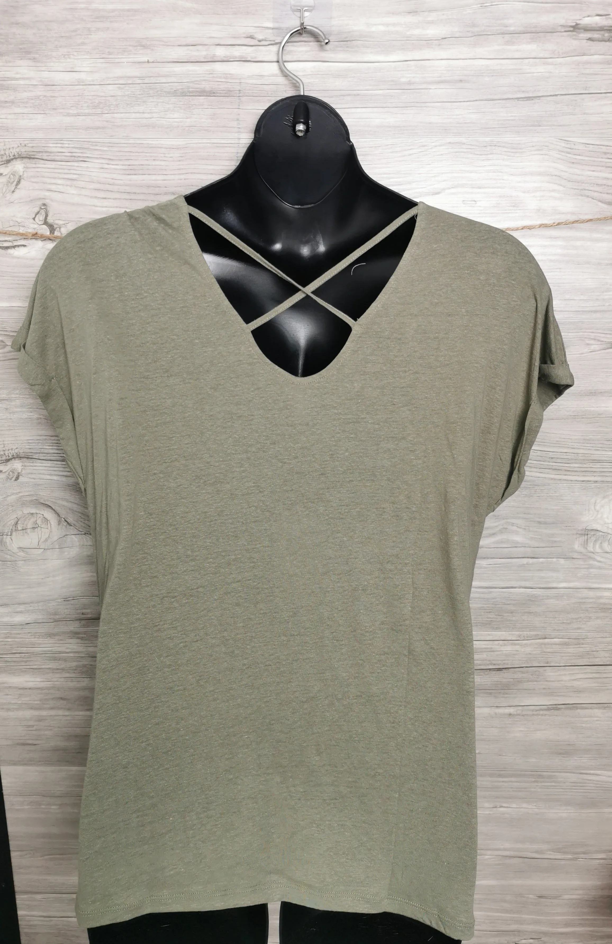 WOMENS PLUS SIZE XXL - SOYA CONCEPT, Open Cross Back T-Shirt NWT B53