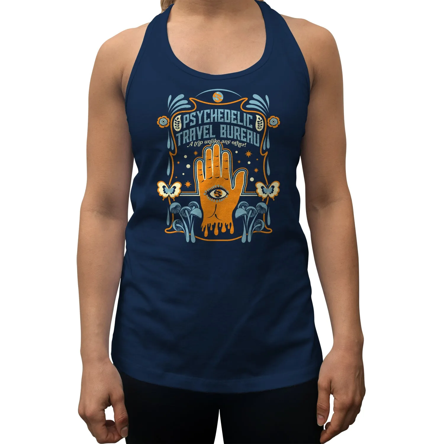 Women's Psychedelic Travel Bureau Racerback Tank Top