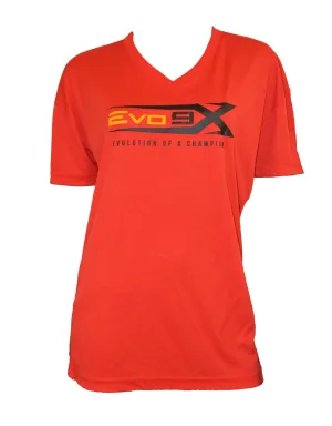 WOMENS RED EVO LOGO WHITE STRIPE SHIRT CLEARANCE