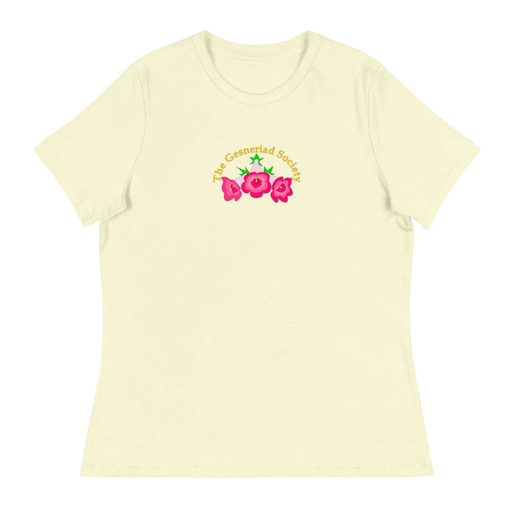 Women's short sleeve t-shirt with printed Sinningia speciosa (Relaxed fit)