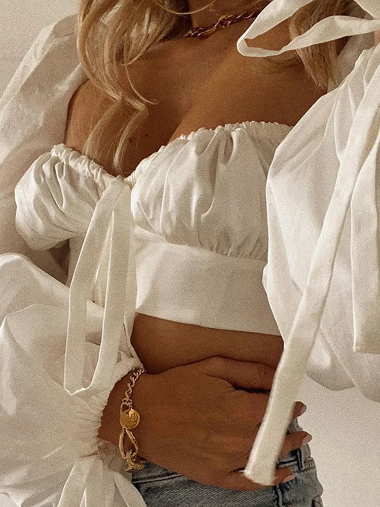 Women's White Balloon Top
