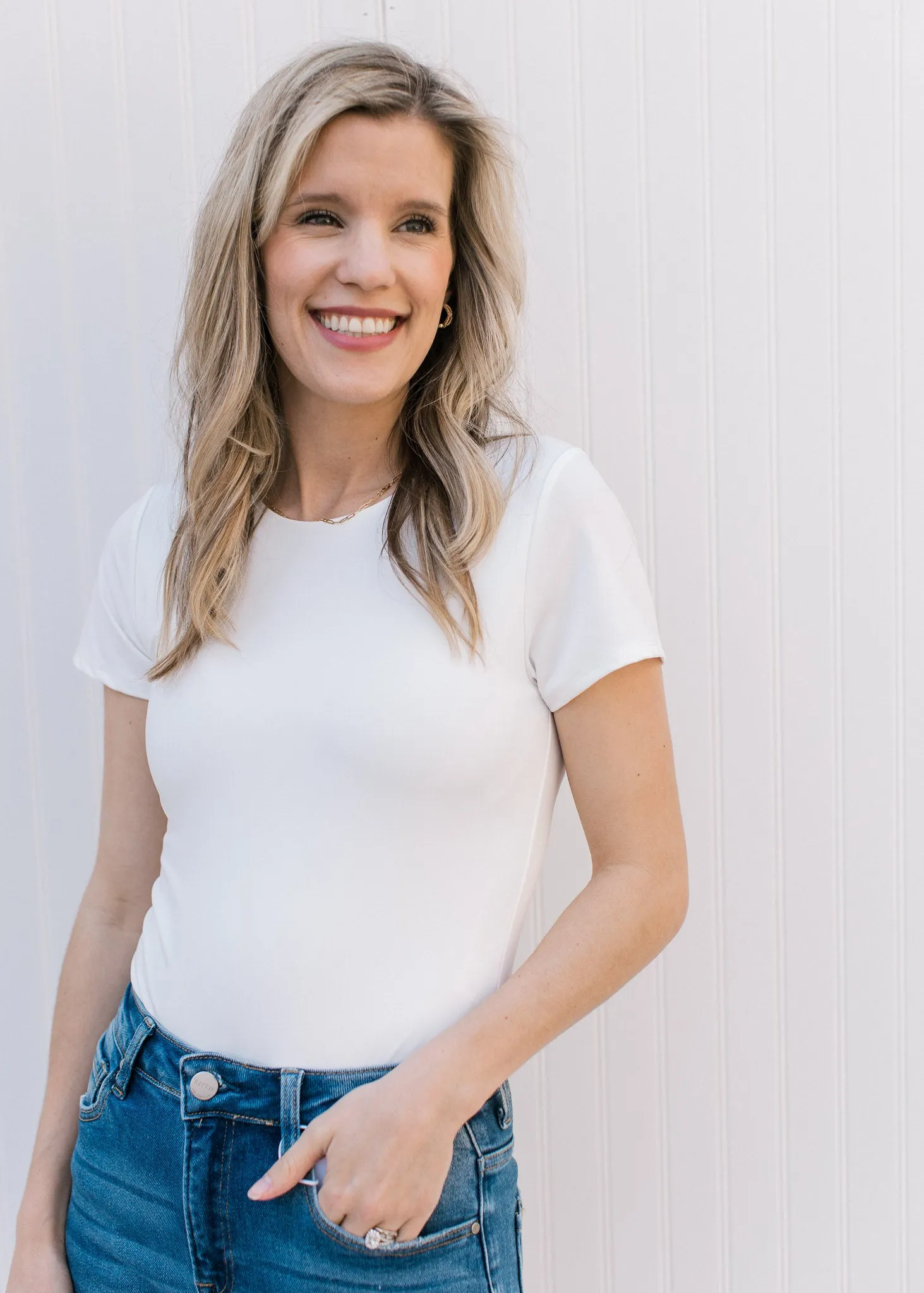 X Ivory Lined SS Bodysuit