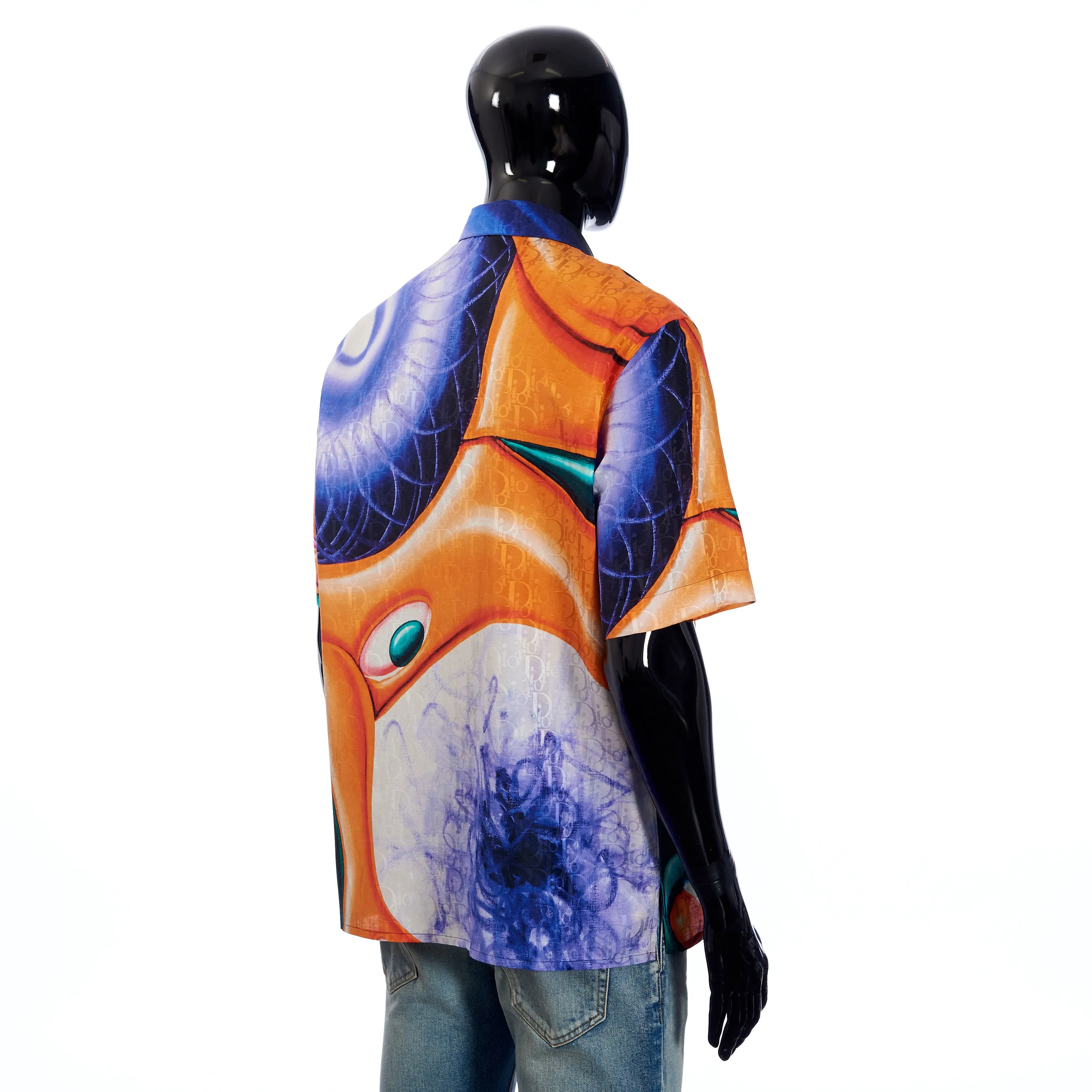 x KENNY SCHARF Short-Sleeve Shirt Oblique Cotton/Silk Jacquard