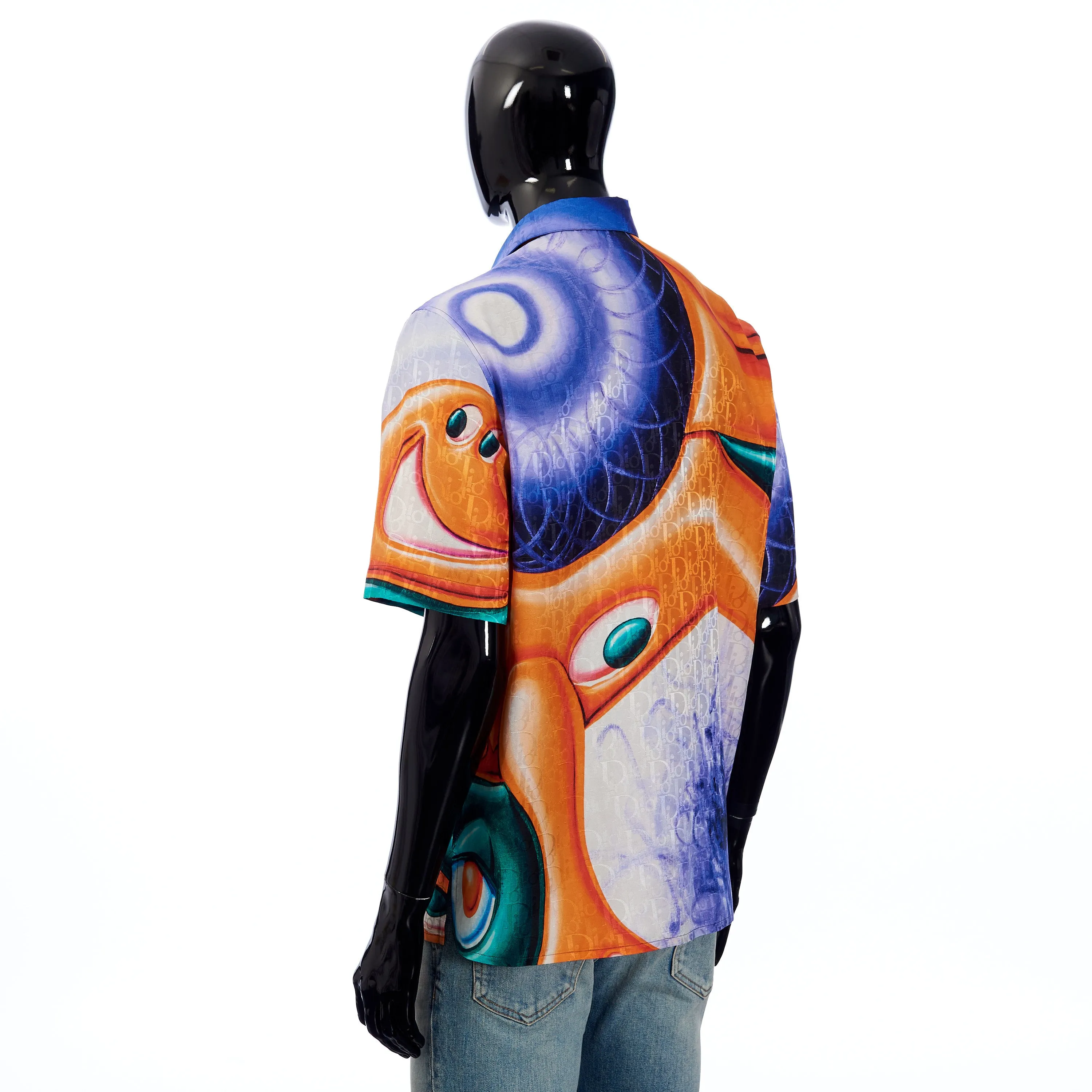 x KENNY SCHARF Short-Sleeve Shirt Oblique Cotton/Silk Jacquard