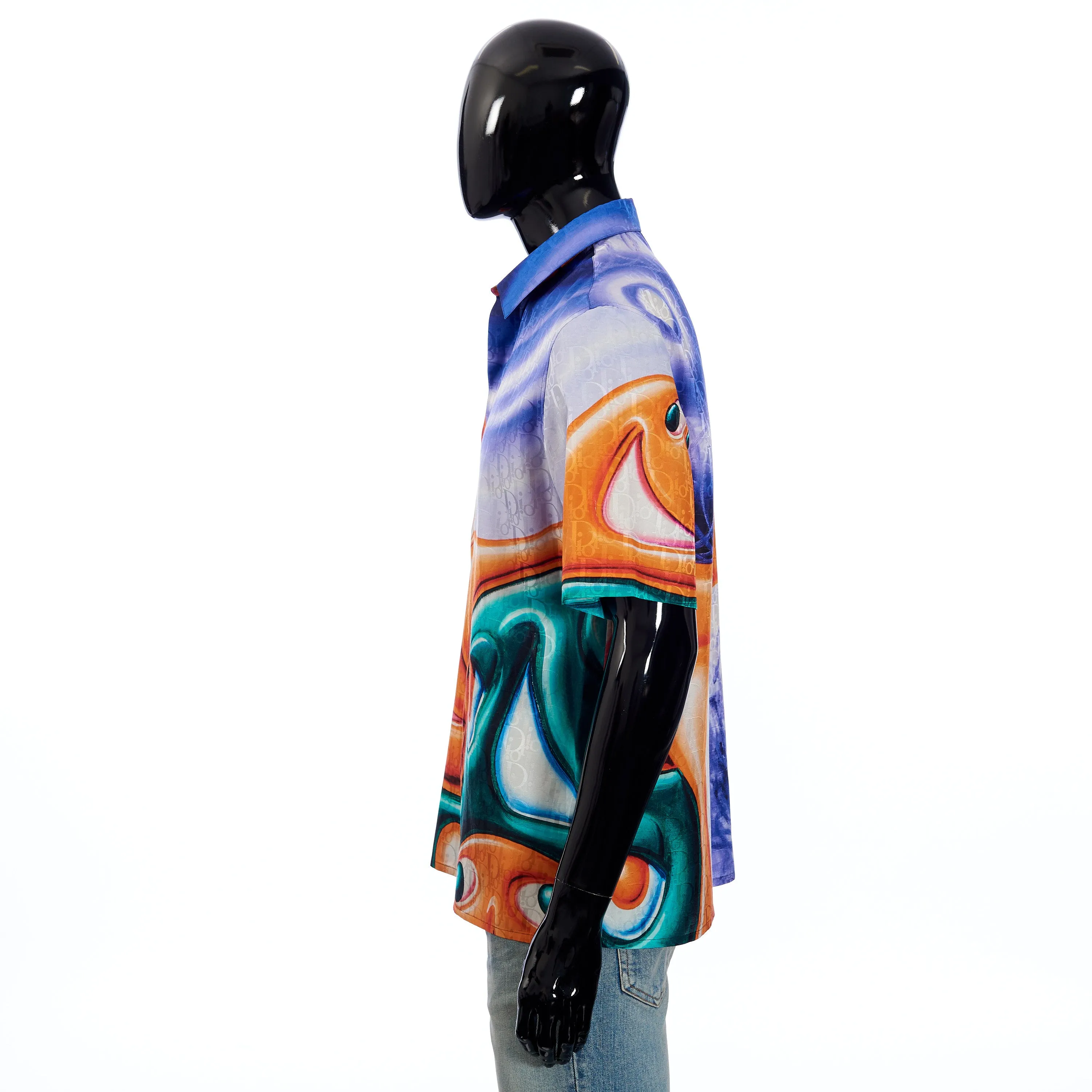 x KENNY SCHARF Short-Sleeve Shirt Oblique Cotton/Silk Jacquard