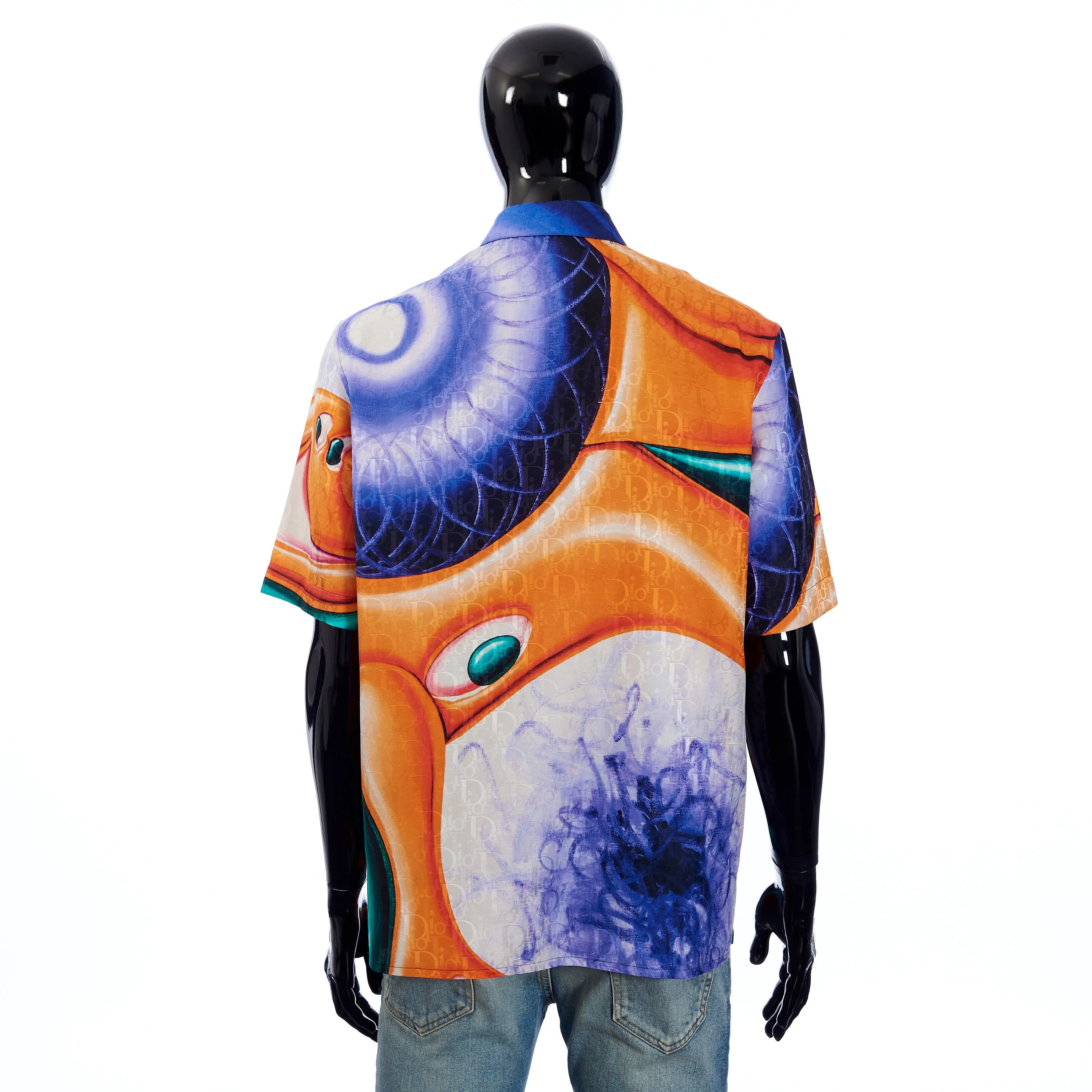 x KENNY SCHARF Short-Sleeve Shirt Oblique Cotton/Silk Jacquard