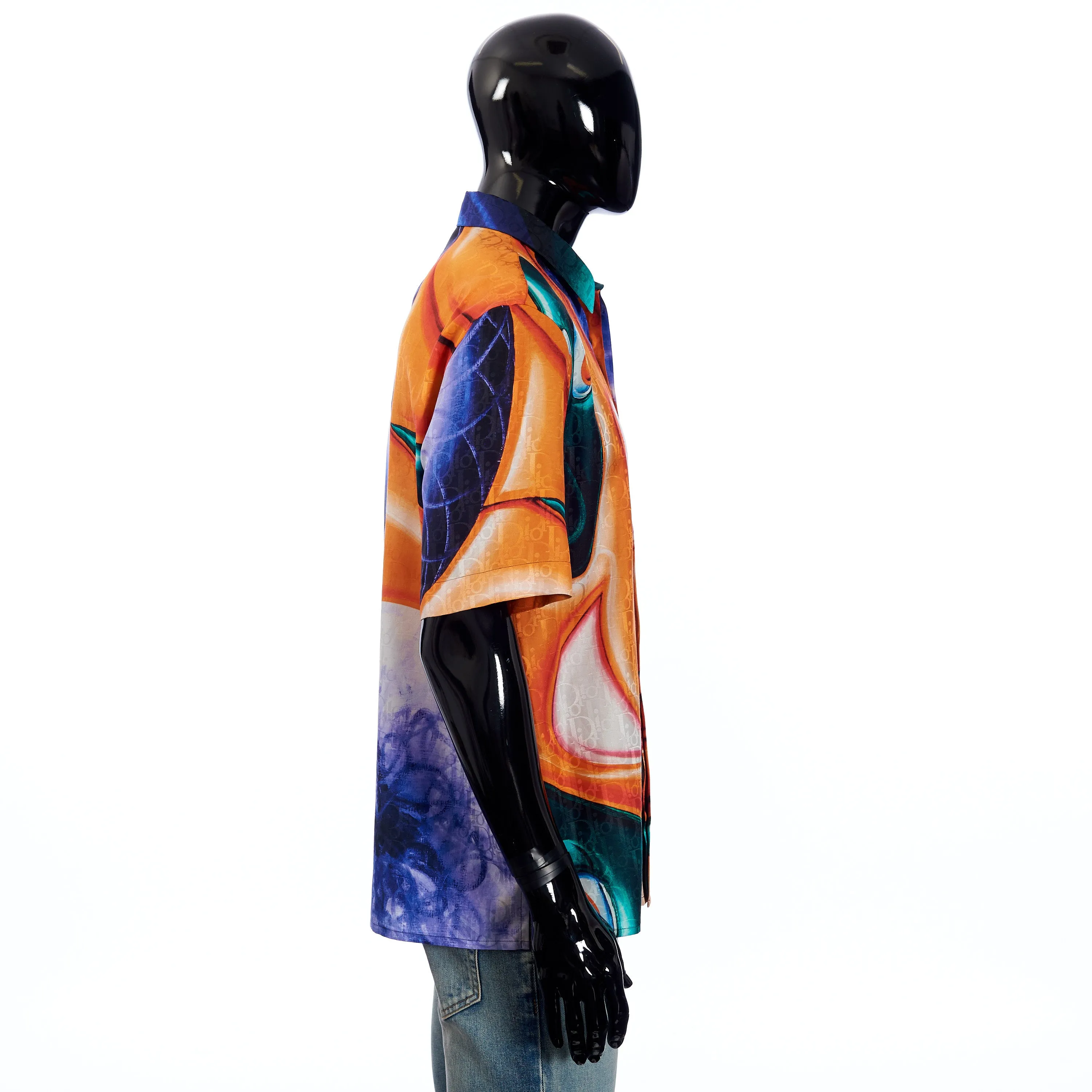 x KENNY SCHARF Short-Sleeve Shirt Oblique Cotton/Silk Jacquard