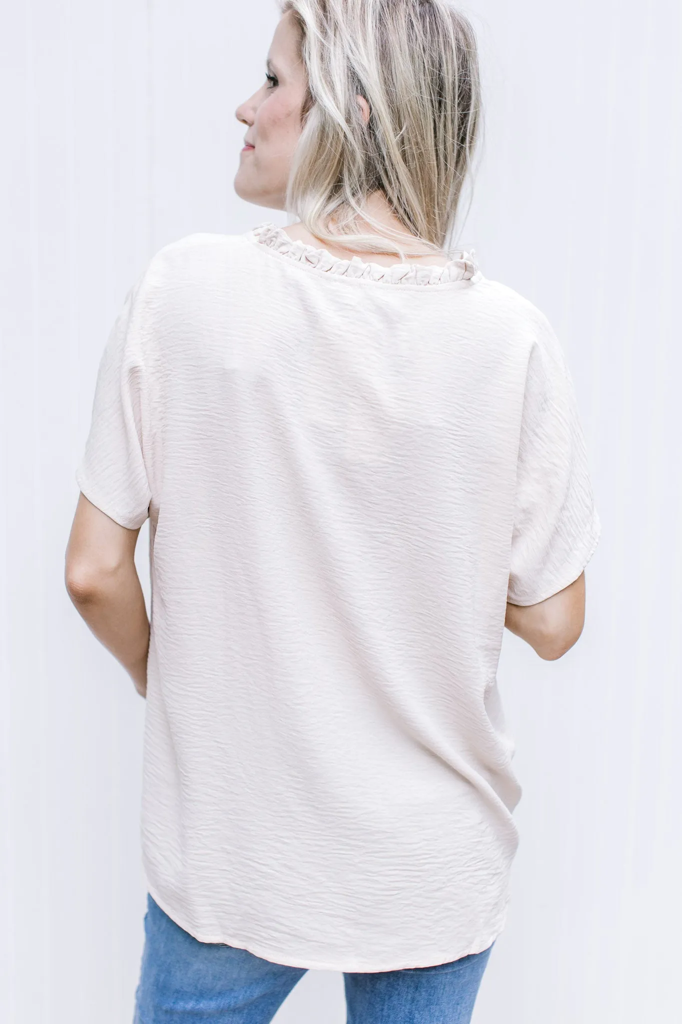 X Pleats and Ruffle Top