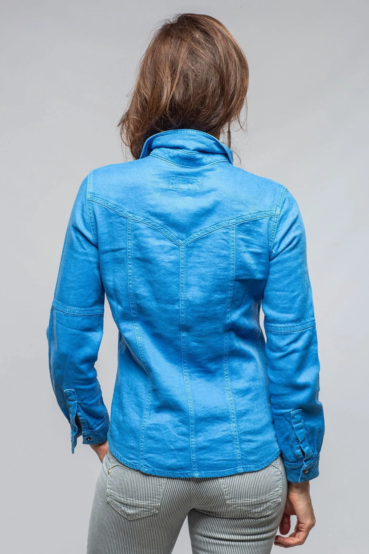 Yarmony Linen Cotton Denim Shirt In Electric Blue