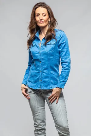 Yarmony Linen Cotton Denim Shirt In Electric Blue