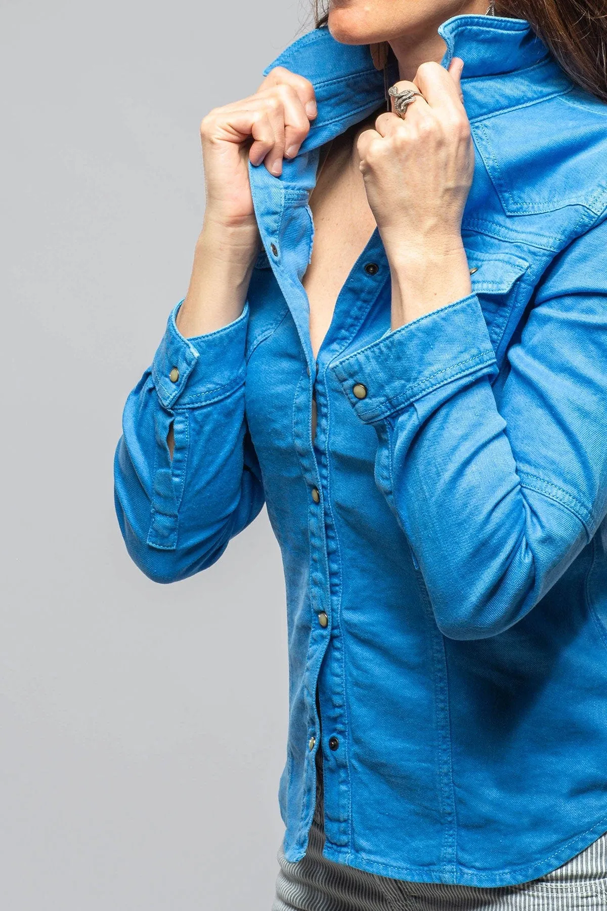 Yarmony Linen Cotton Denim Shirt In Electric Blue