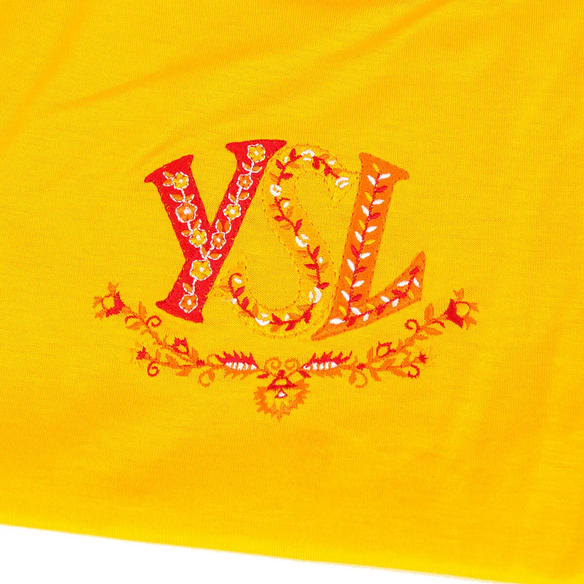 Yves Saint Laurent Logos Round Neck Short Sleeve Tops Yellow #150 82954