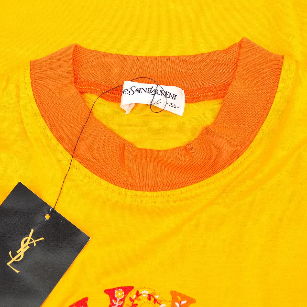Yves Saint Laurent Logos Round Neck Short Sleeve Tops Yellow #150 82954